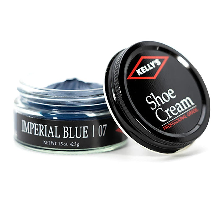 Kelly's Leather Shoe Cream – Recolors, Conditions, and Polishes Shoes & Boots - F1UM - Imperial Blue - 1.5 oz - 1