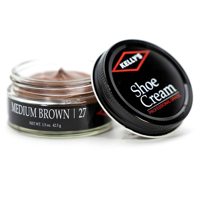 Kelly's Leather Shoe Cream – Recolors, Conditions, and Polishes Shoes & Boots - F1UP - Medium Brown - 1.5 oz - 7