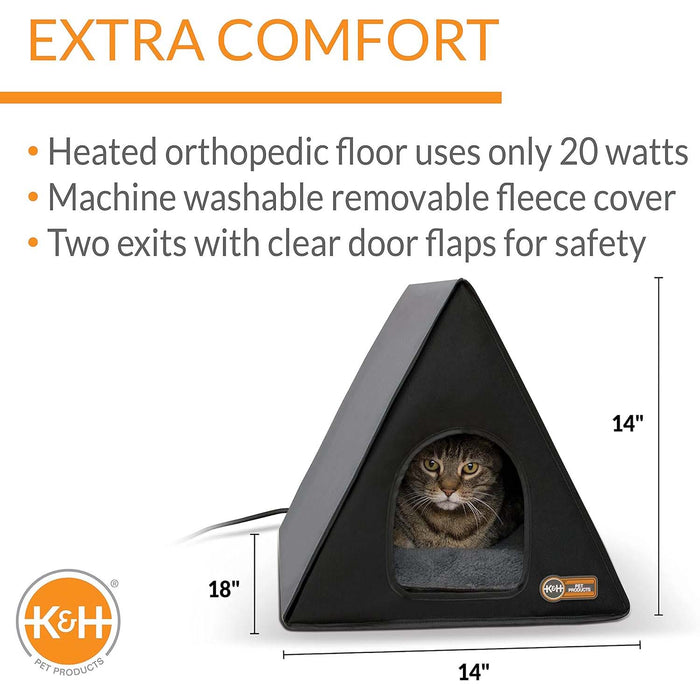 K&H Heated A - Frame Cat Shelter – Indoor/Outdoor, Weatherproof, Thermostatically Controlled Heated Kitty House for Feral & Small Cats - Jeffers - Home Goods & Gifts > Seasonal Holiday Decor