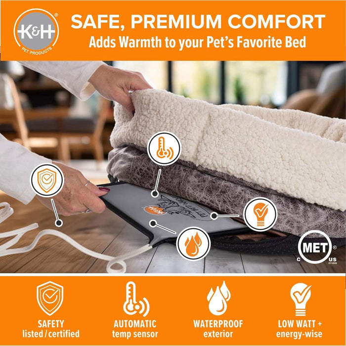 K&H Pet Bed Warmer – Indoor Heated Pad for Cats & Dogs, Thermostatically Controlled, Energy - Efficient, Safe for Arthritis & Comfort - Jeffers - Animal & Pet Supplies > Pet Heating Pads
