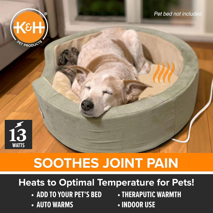 K&H Pet Bed Warmer – Indoor Heated Pad for Cats & Dogs, Thermostatically Controlled, Energy - Efficient, Safe for Arthritis & Comfort - PCVC - Grey - Large (24.5" x 11.75") 13W - 14