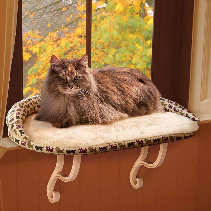 K&H Pet Products Deluxe Kitty Sill with Removable Bolster - PCFR - Tan - 14" X 24" - 1