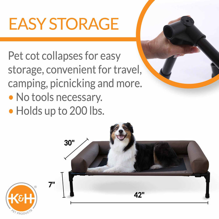 K&H Pet Products Original Bolster Pet Cot Elevated Pet Bed - PCGB - Chocolate/Black - Large - 2