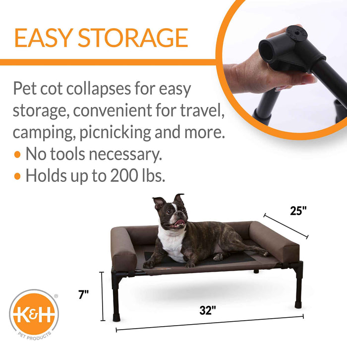 K&H Pet Products Original Bolster Pet Cot Elevated Pet Bed - PCGC - Chocolate/Black - Medium - 10