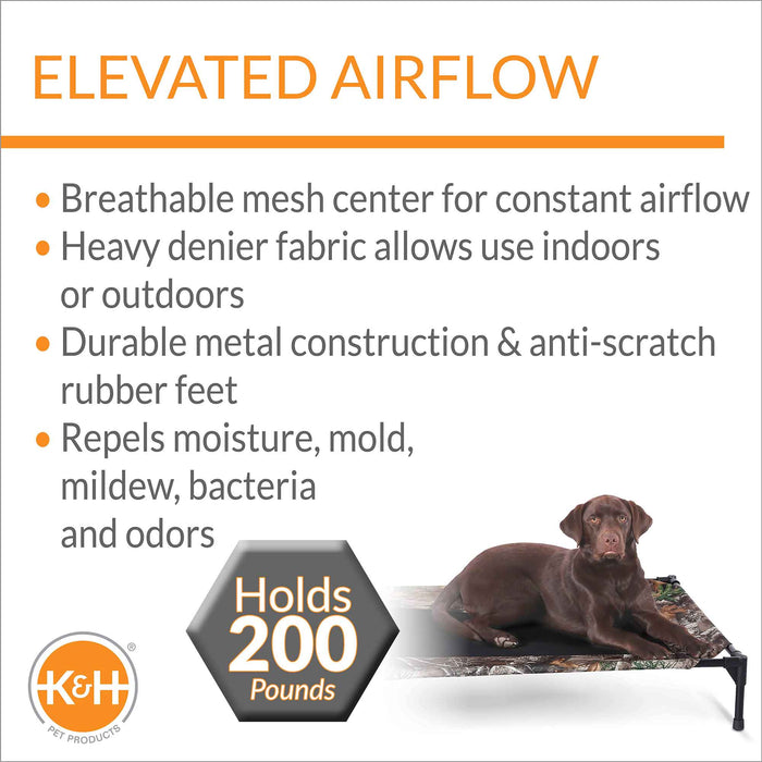 K&H Pet Products Original Pet Cot Elevated Dog Bed, Realtree Edge - PCGF - Camo/Black - Large - 3
