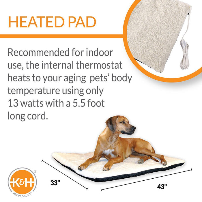 K&H Pet Products Ortho Thermo - Bed Heated Dog Bed, Fleece - PCGQ - White - XLarge - 2