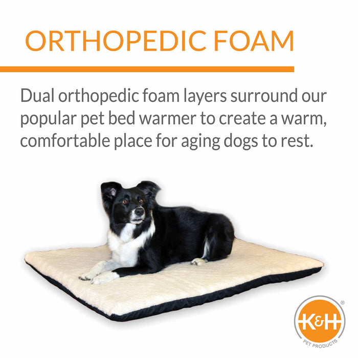K&H Pet Products Ortho Thermo - Bed Heated Dog Bed, Fleece - PCGQ - White - XLarge - 10