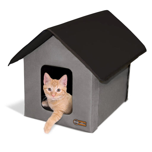 K&H Pet Products Outdoor Heated Kitty House Cat Shelter - PCV4 - Grey - 19" x 22" x 17" - 17