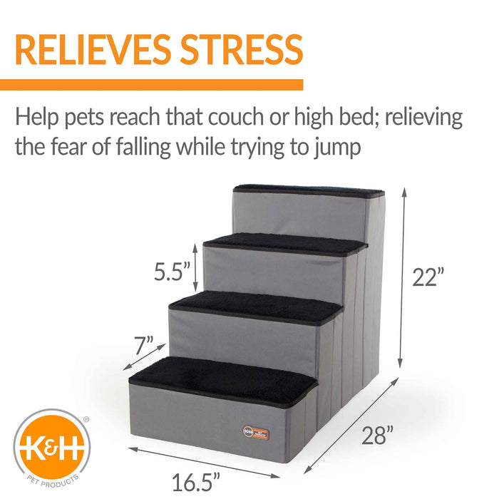 K&H Pet Products - Pet Stair Steps with Storage - PCGT - Gray/Black - 4 Stair - 9