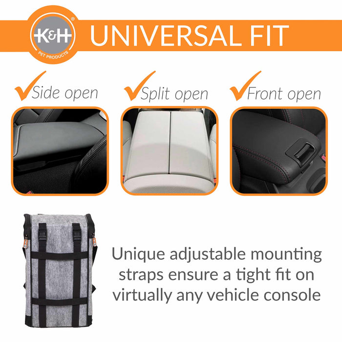 K&H Pet Products - Portable Pet Console Booster Dog Car Seat, Light Gray - PCGU - Gray - 10" X 15" X 9.5" - 4