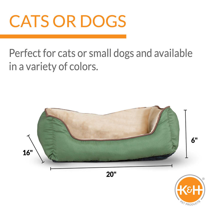 K&H Pet Products Self - Warming Lounge Sleeper Pet Bed, Sage/Tan, Small, 16" X 20" - PCGV - Sage/Tan - Small - 3