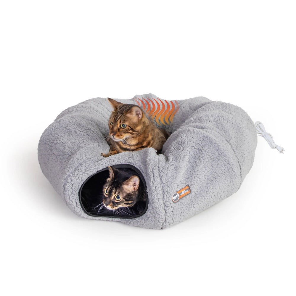 K&H Thermo-Kitty Heated Cat Tunnel Bed, Gray, 28 X 28 X 9 Inches