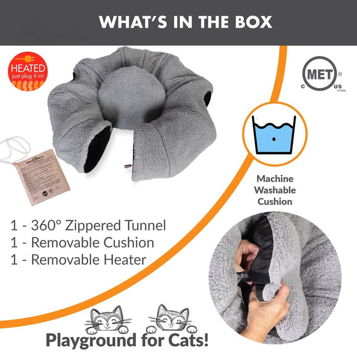 K&H Thermo - Kitty Heated Cat Tunnel – Indoor Heated Cat Bed and Play Tunnel with Machine Washable Pillow - Jeffers - Home Goods & Gifts > Seasonal Holiday Decor