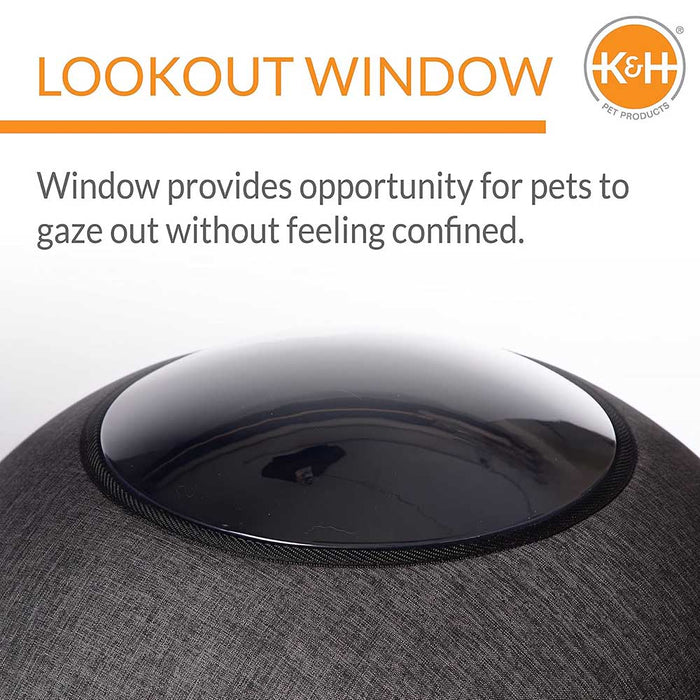 K&H Thermo - Lookout Pod Heated Cat Bed – Indoor Heated Cat Cave with Window, Removable Cushion, Cozy & Energy - Efficient - Jeffers - Home Goods & Gifts > Seasonal Holiday Decor
