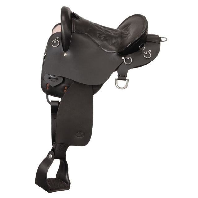 King Series Trekker Tooled Endurance Saddle with Horn - JTI5Y - Black - 15" - 1