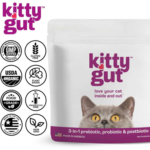Kitty Gut 3 - in - 1 Pre + Pro + Postbiotic Supplement for Cats - MTT04 - 3.175 oz - 2