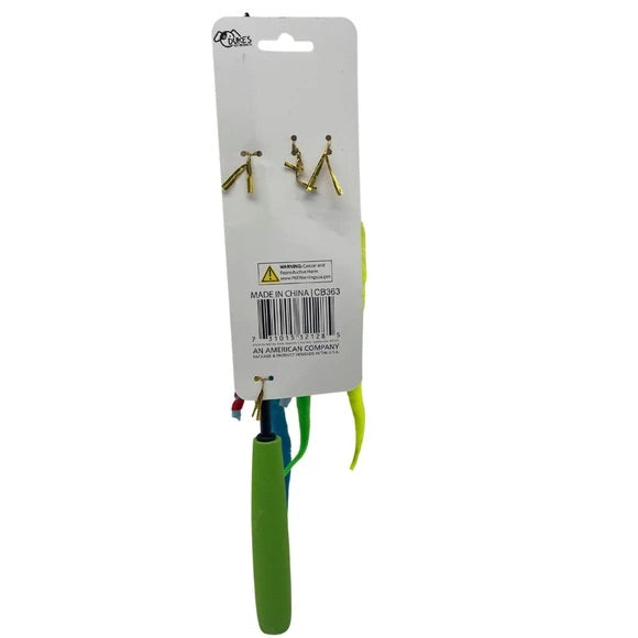 Retractable Cat Teaser Wand Toy with 2 Colorful Replacement Twist Worms and Bell  