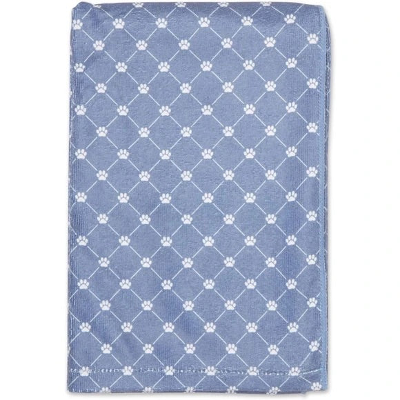 Bone Dry Pet Grooming Microfiber Towel in Blue Printed Trellis Collection  