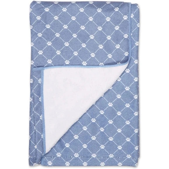 Bone Dry Pet Grooming Microfiber Towel in Blue Printed Trellis Collection  