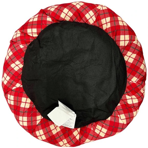 Barker & Meow 24 Luxury Pet Bed in Tartan Plaid Red Size 24"