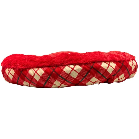 Barker & Meow 24 Luxury Pet Bed in Tartan Plaid Red Size 24"