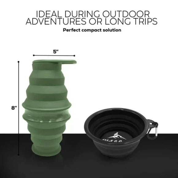 Pilot & Scout Feed N Sip Collapsible Dog Bowl and Water Bottle Set  