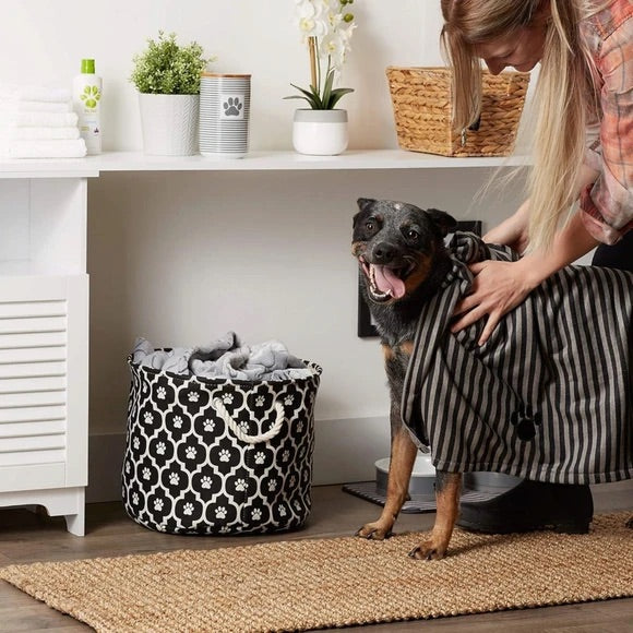 Bone Dry Pet Grooming Microfiber Towel in Black Stripe Embroidered Collection  