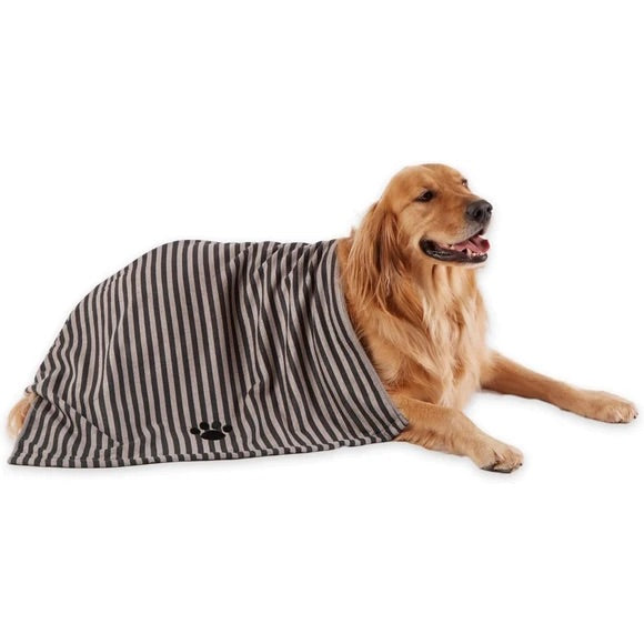 Bone Dry Pet Grooming Microfiber Towel in Black Stripe Embroidered Collection  