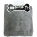 Bone Dry Embroidered Gray Microfiber Pet Robe with Adjustable Closure  