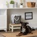 Bone Dry Polyester Round Pet Bin Size Small in Black with Lattice Paw Design  