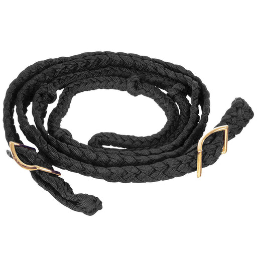 Knotted Braided Barrel Rein, 8 ft - 121BK - Black - 8' - 2