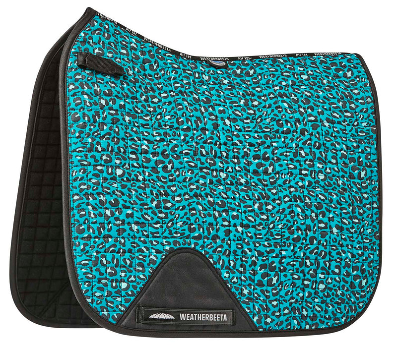 WeatherBeeta Prime Leopard Dressage Saddle Pad - Turquoise Leopard  