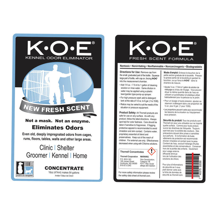 K.O.E. Kennel Odor Eliminator Concentrate - 005THL-KOEFS-P - Fresh - 16 oz - 10