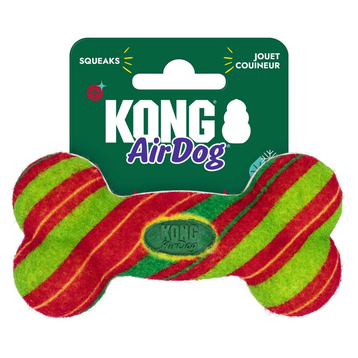 KONG Holiday AirDog Squeaker Bone Dog Toy – Small - K9156 - Red/Green - Small - 1 - 2