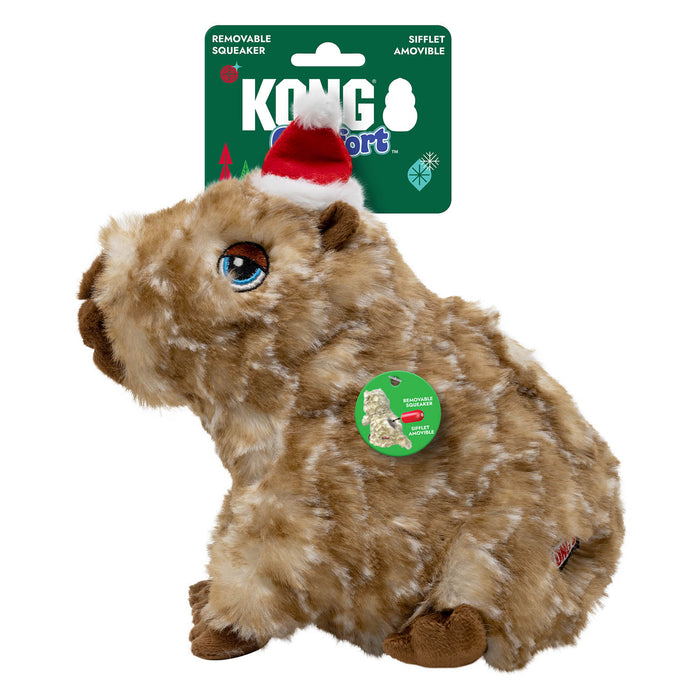 KONG Holiday Comfort Wuzzeez Capybara Plush Squeaker Dog Toy, Medium - K914Z - Brown - Medium - 2
