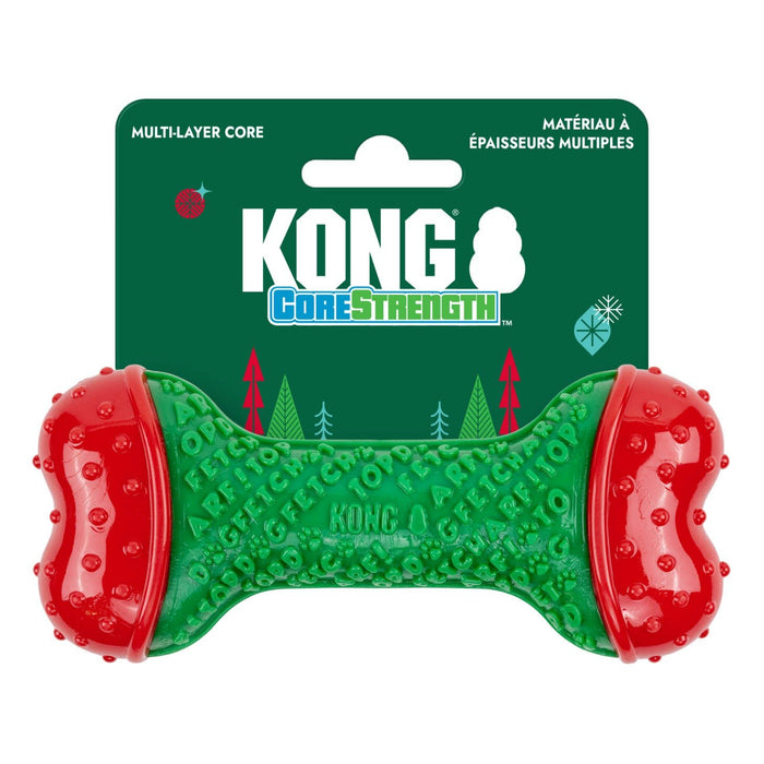 KONG Holiday CoreStrength Bone Dog Chew Toy - K9159 - Small/Medium - Green/Red - Each - 2