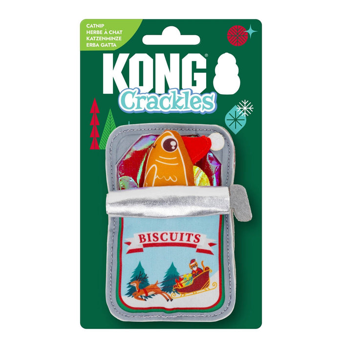 KONG Holiday Crackles™ Plush Catnip Cat Toy with Crinkle - K913Z - Santa Sardine - One Size - 10