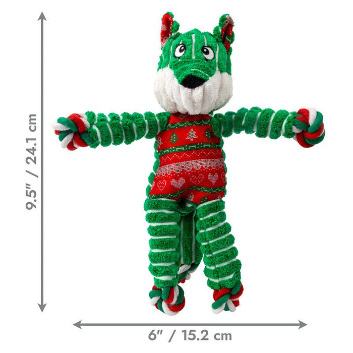 KONG Holiday Floppy Knots Fox Interactive Plush Dog Toy, Sm/Md - K9AAS - Sm/Md - Green - 1 ct - 3