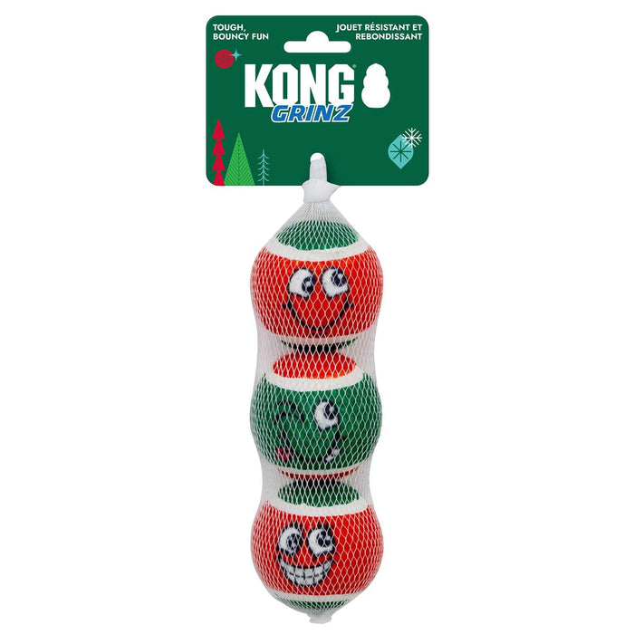 KONG Holiday Grinz Naughty and Nice Sport Balls – 3 Pack, Medium - K9152 - Red/Green - Medium - 3 Pack - 2
