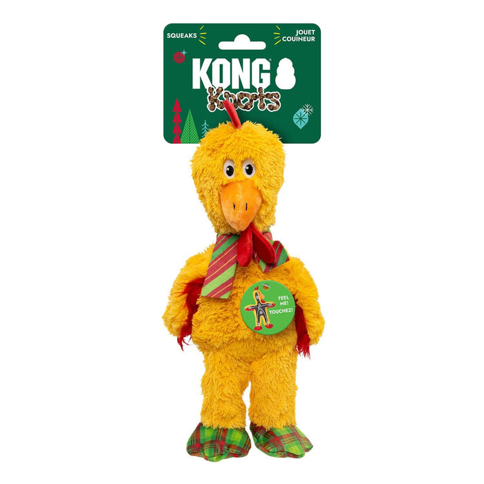 KONG Holiday Knots Chicken Plush Squeaker Dog Toy - K914K - Yellow - Small - Each - 2