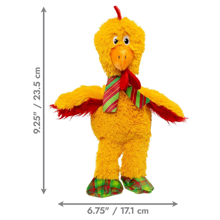 KONG Holiday Knots Chicken Plush Squeaker Dog Toy - K914K - Yellow - Small - Each - 4
