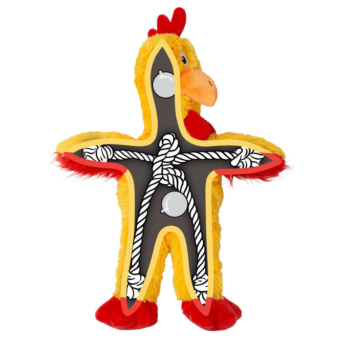 KONG Holiday Knots Chicken Plush Squeaker Dog Toy - K914L - Yellow - Medium/Large - Each - 9