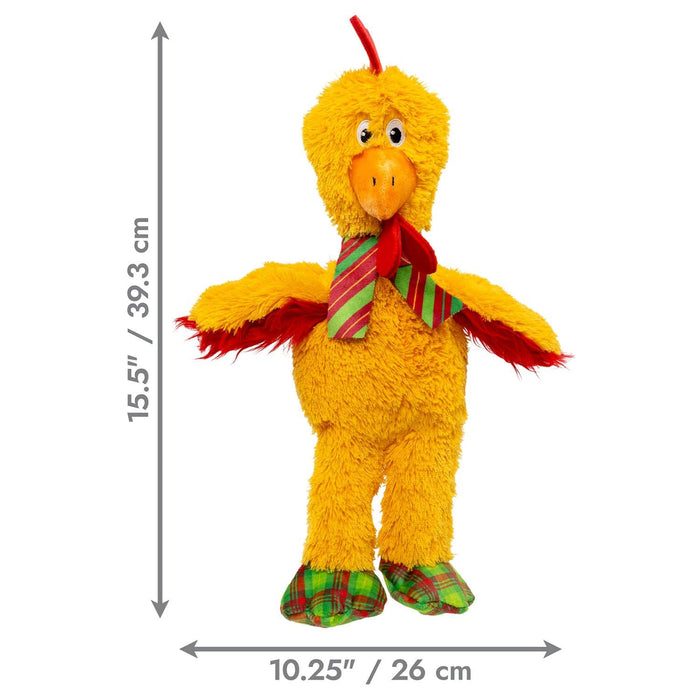 KONG Holiday Knots Chicken Plush Squeaker Dog Toy - K914L - Yellow - Medium/Large - Each - 10