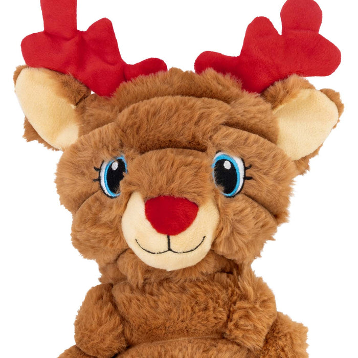 KONG Holiday Shakers Crumples Reindeer Plush Dog Toy – XL - K915D - Red - XLarge - Each - 4