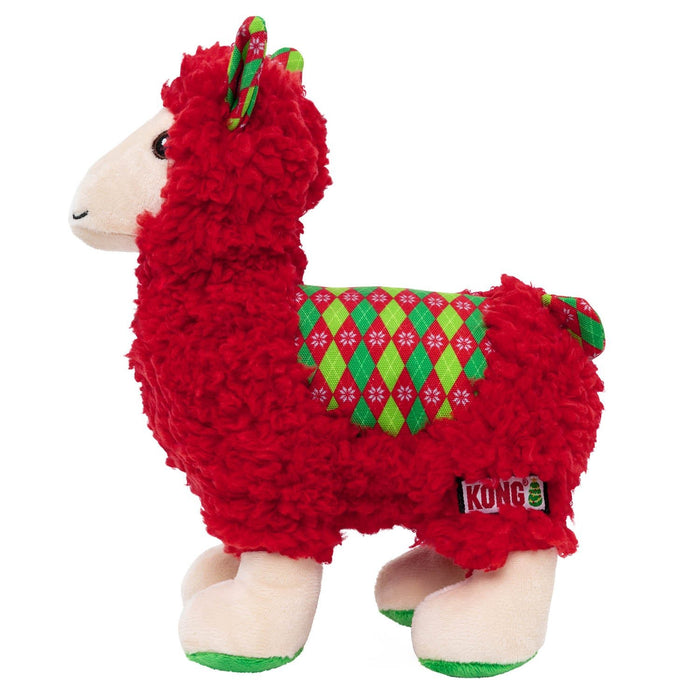 KONG Holiday Sherps™ Llama Plush Squeaker Dog Toy, Red Md - K9154 - Red - Medium - Each - 1