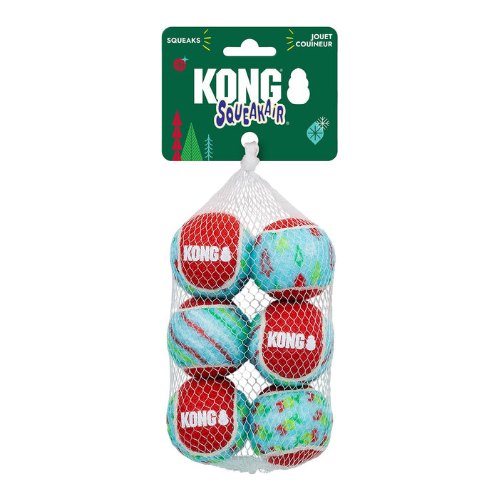 KONG Holiday SqueakAir Tennis Balls – 6 Pack - K9158 - Assorted - Small - 6 Pack - 5
