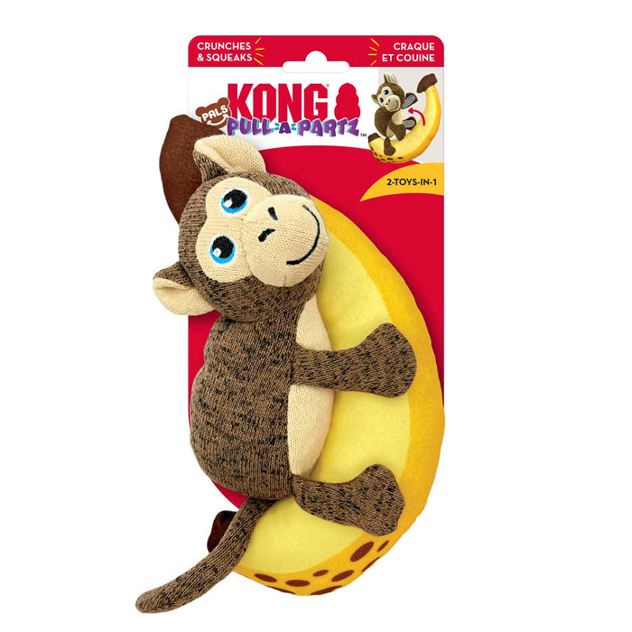 KONG Pull - A - Partz™ 2 - in - 1 Squeaky Plush Dog Toy - K9ACY - Monkey - Medium - 1 ct - 2