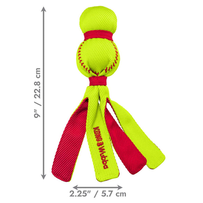 KONG Wubba® Sport Tug & Fetch Dog Toy with Long Floppy Tail & Squeaker - K9AD3 - Yellow Softball - Small - 1 ct - 3