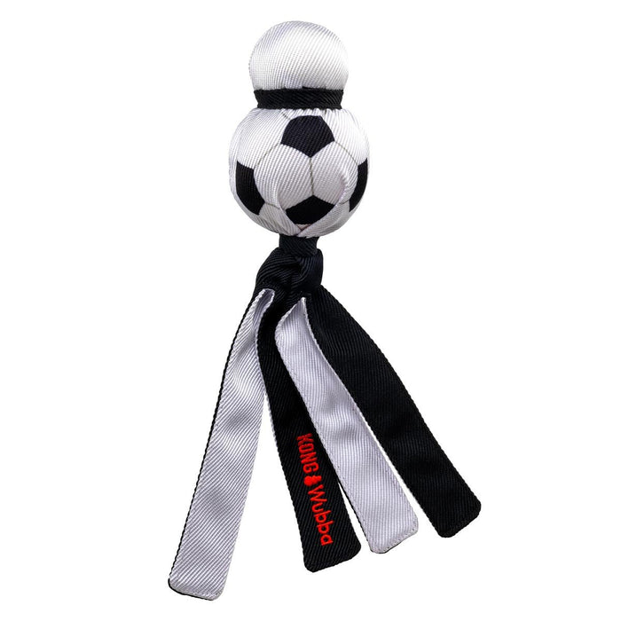 KONG Wubba® Sport Tug & Fetch Dog Toy with Long Floppy Tail & Squeaker - K9AD4 - Black/White Soccer Ball - Large - 1 ct - 6