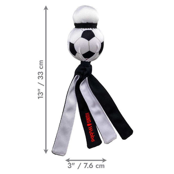 KONG Wubba® Sport Tug & Fetch Dog Toy with Long Floppy Tail & Squeaker - K9AD4 - Black/White Soccer Ball - Large - 1 ct - 8